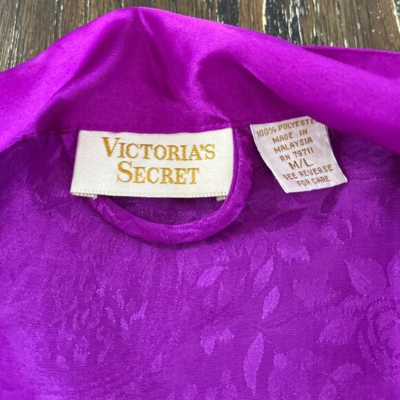 Victoria’s Secret Gold Label Purple Satin Jacquard Long Robe - Women’s Size M/L - Picture 2 of 10